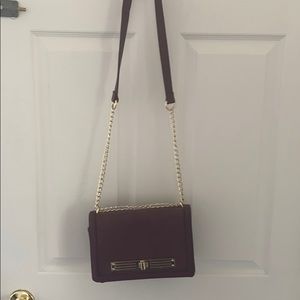 Burgundy Faux Leather Crossbody Bag